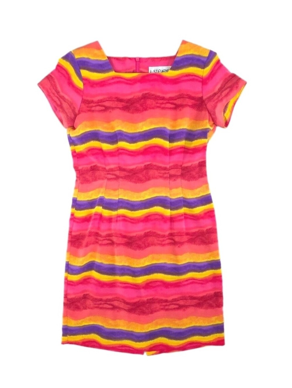 J Stevens Dress Womens 6 Vintage Mini Short Sleeve Sheath Carol Escritor 80s